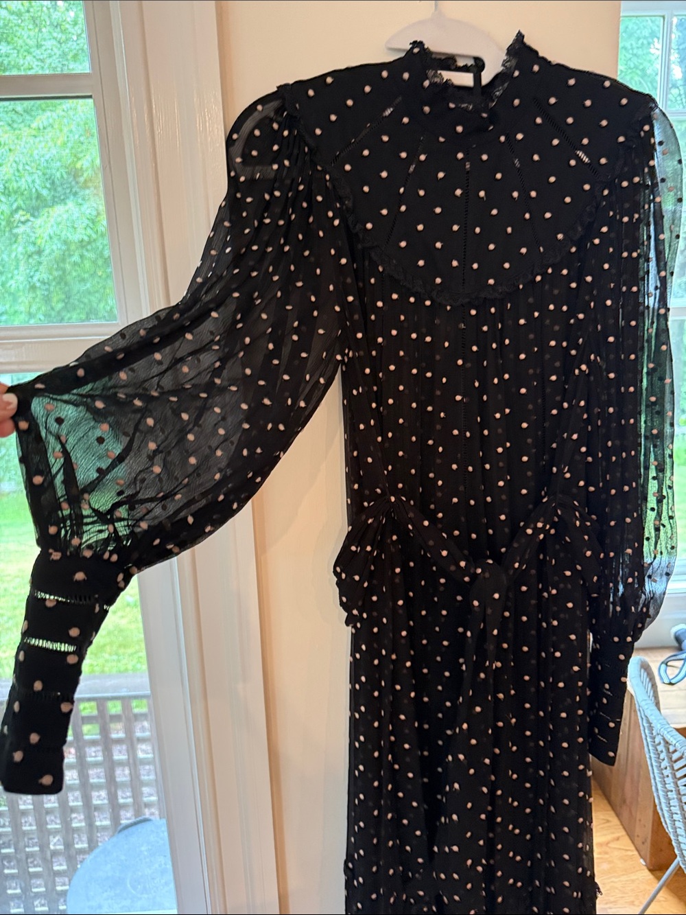 Zimmermann stunning Black Dress with  tan Polka Dots
